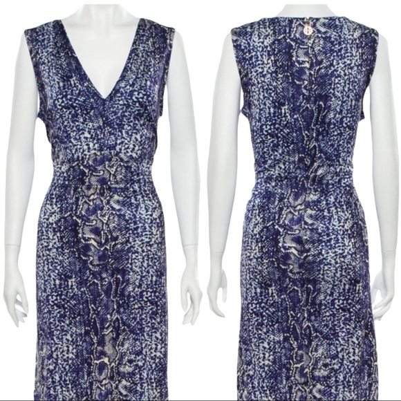 TORY BURCH 100% SILK CARLY SNAKEPRINT SLEEVELESS COCKTAIL DRESS, Size Medium - Picture 3 of 9